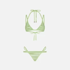 Online The Attico Glossy Lycra Bikini Mint