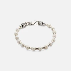 Flash Sale Emanuele Bicocchi Gold Pearl Small Bracelet With Silver Spacer Cream