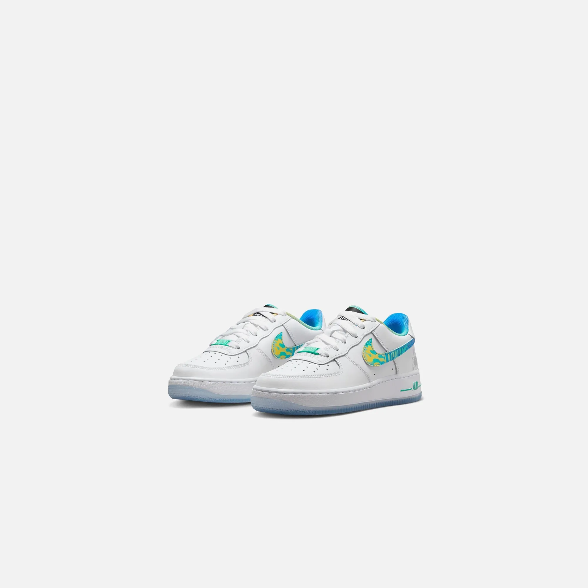 New Nike Grade School Air Force 1 Lv8 White / Multi-Color / Light Menta