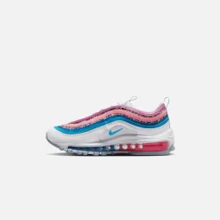Sale Nike Grade School Air Max 97 Se White / Blue Lightning / Active Fuschia