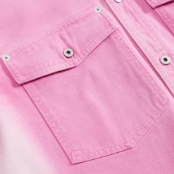 New Heron Preston Gradient Denim Long Sleeve Shirt Fuchsia Pink