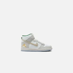 Clearance Nike Gs Dunk Hi Prm Gm Summit White / Desert Ore / Light Bone / Evergreen