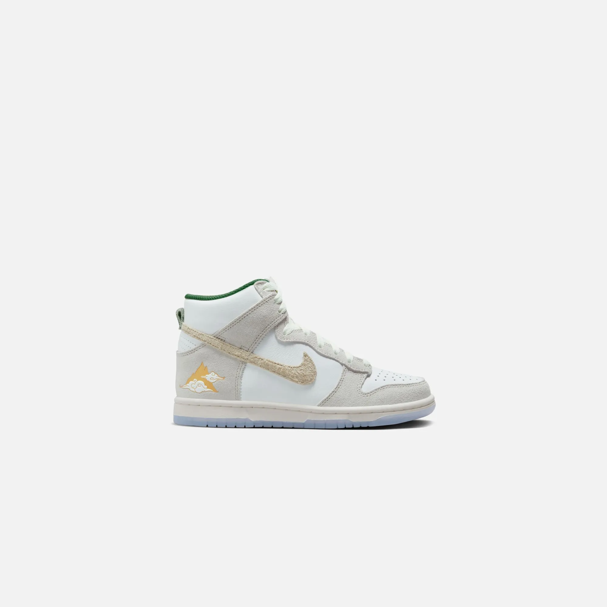 Clearance Nike Gs Dunk Hi Prm Gm Summit White / Desert Ore / Light Bone / Evergreen