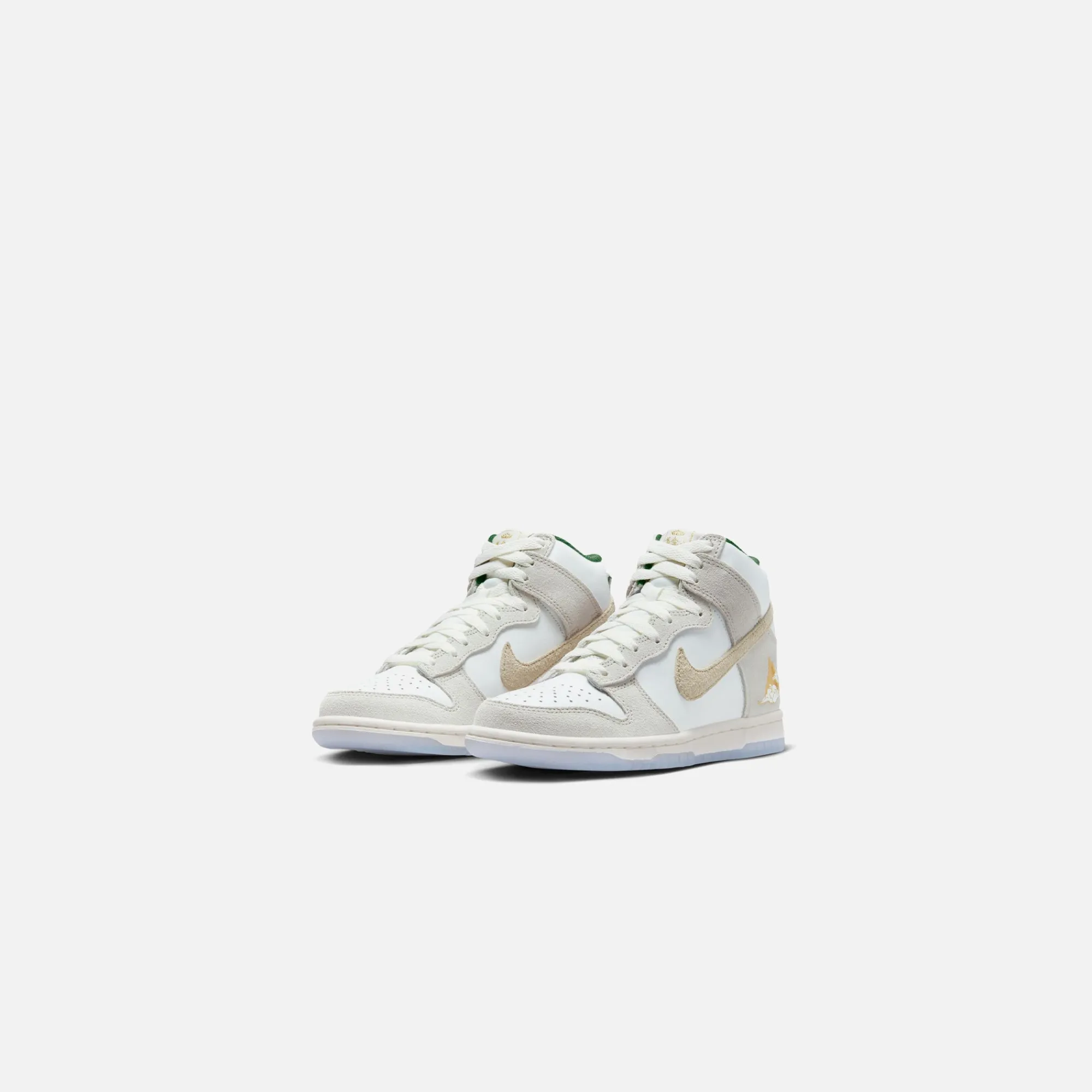 Clearance Nike Gs Dunk Hi Prm Gm Summit White / Desert Ore / Light Bone / Evergreen