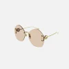 Hot Gucci Eyewear Gucci Xl Round Metal Frame Sunglasses Brown