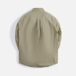 Discount Auralee Hard Twist Wool Viyella Shirts Light Khaki