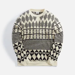 Flash Sale Saint Laurent Jacquard Raglan Sweatshirt Naturel Noir