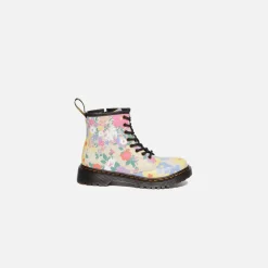 Discount Dr. Martens Junior 1460 Floral Mashup Hydro Parchment Beige Distorted Leopard S Backhand