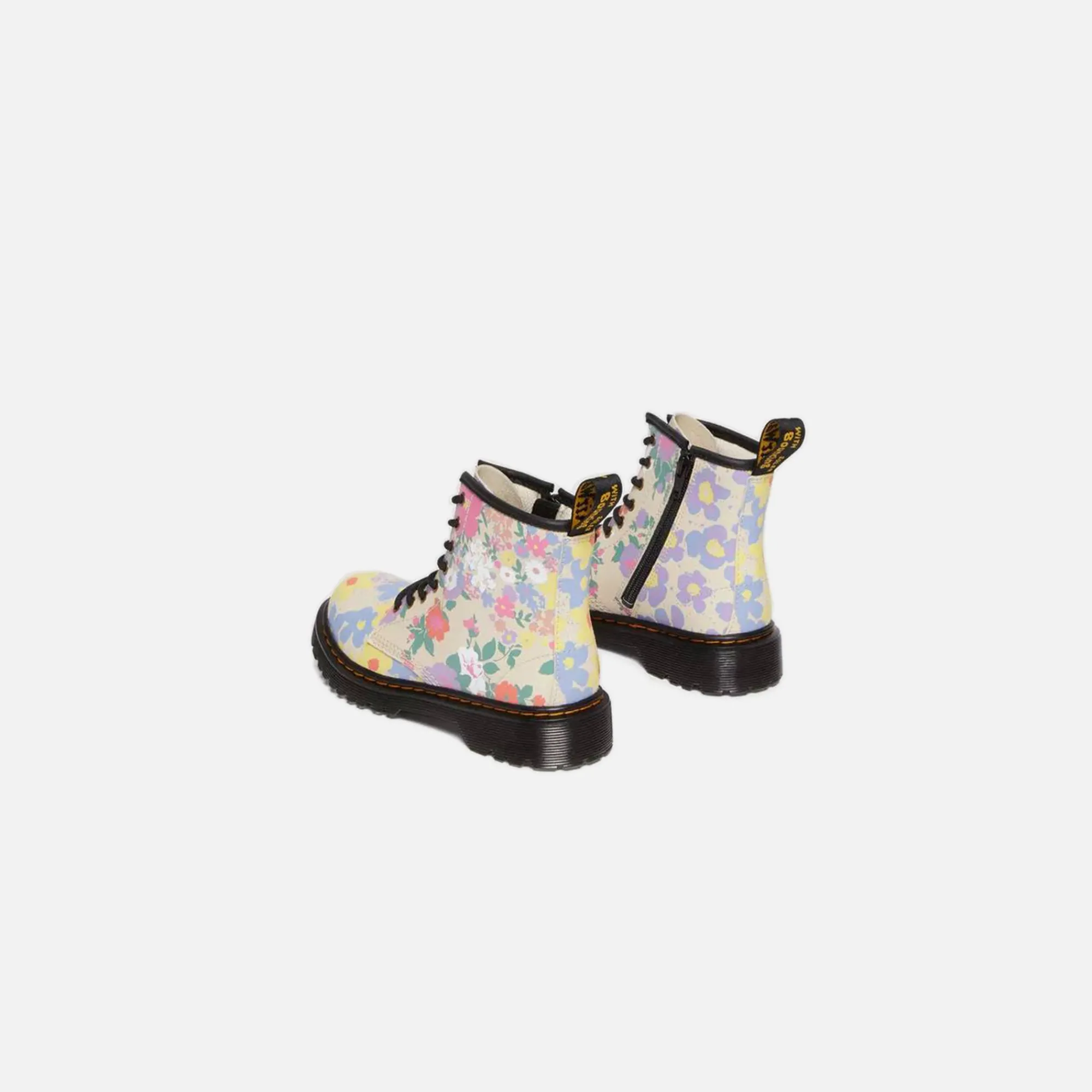 Discount Dr. Martens Junior 1460 Floral Mashup Hydro Parchment Beige Distorted Leopard S Backhand