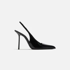 Best Sale Saint Laurent Kiss Slingback Cuir Vernic Grupy Noir Black