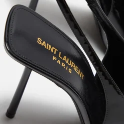 Best Sale Saint Laurent Kiss Slingback Cuir Vernic Grupy Noir Black