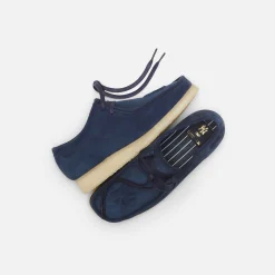 New Kith & Clarks For New York Yankees Wallabee Dark Blue Suede