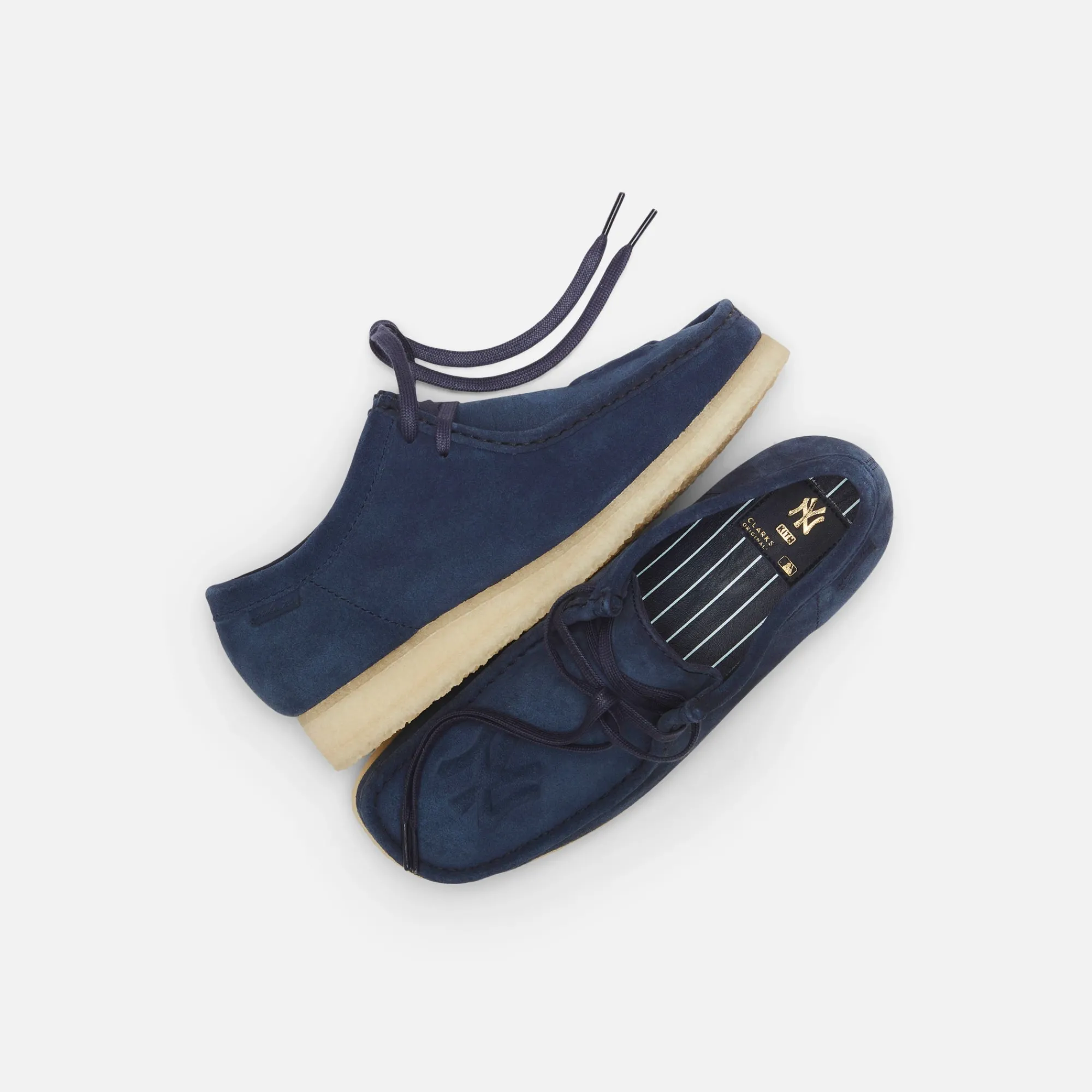 New Kith & Clarks For New York Yankees Wallabee Dark Blue Suede