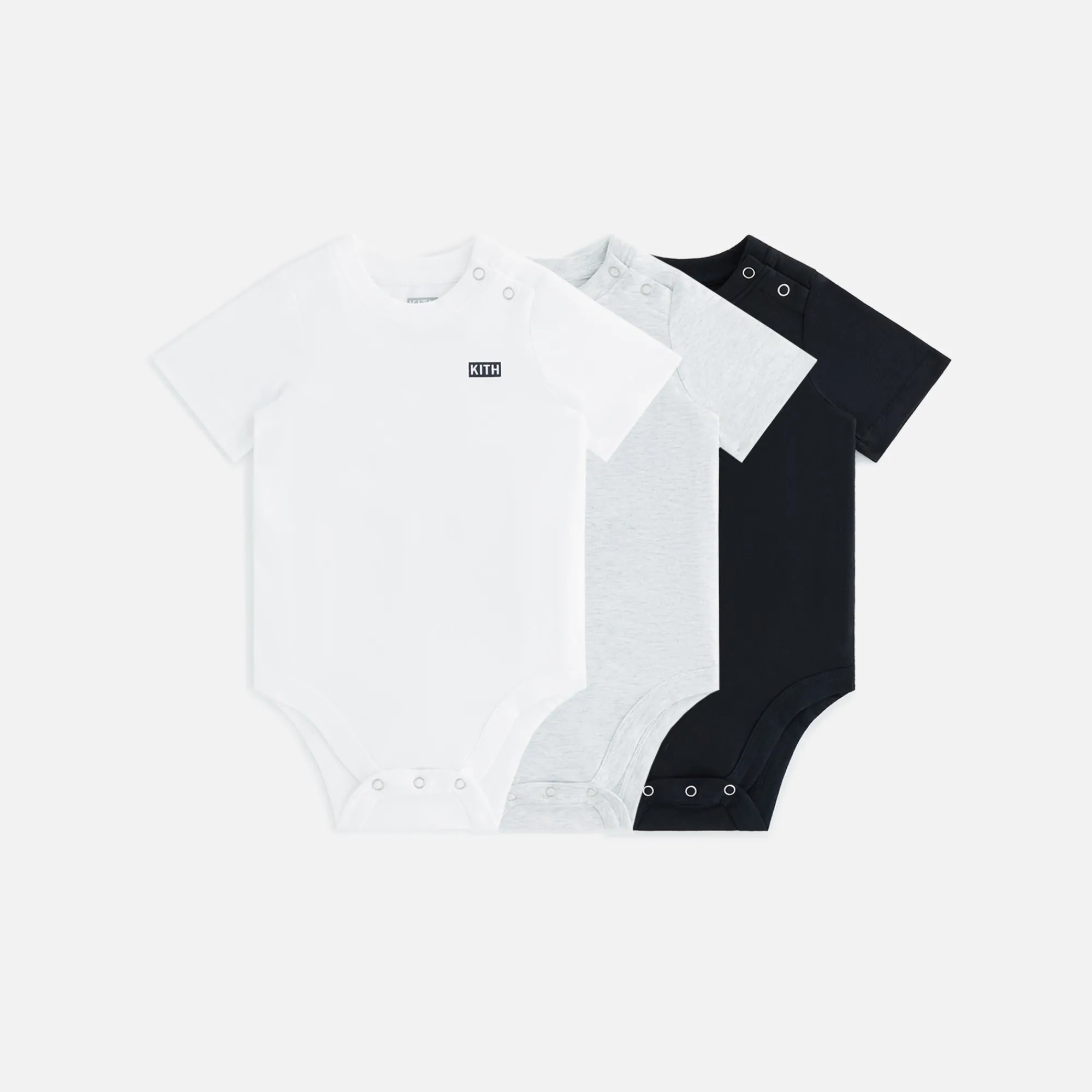 Shop Kith Baby Core 3-Pack Onesies Black / White / Light Heather