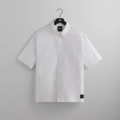 Flash Sale Kith Clayton Boxy Collared Overshirt White