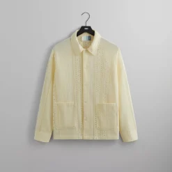 Best Kith Cotton Eyelet Boxy Collared Overshirt Sandrift
