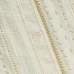 Best Kith Cotton Eyelet Boxy Collared Overshirt Sandrift