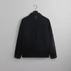 Sale Kith Cotton Eyelet Boxy Collared Overshirt Black
