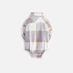 Flash Sale Kith Baby Kith Kids Baby Plaid Long Sleeves Shirt Onesie Ghost Grey