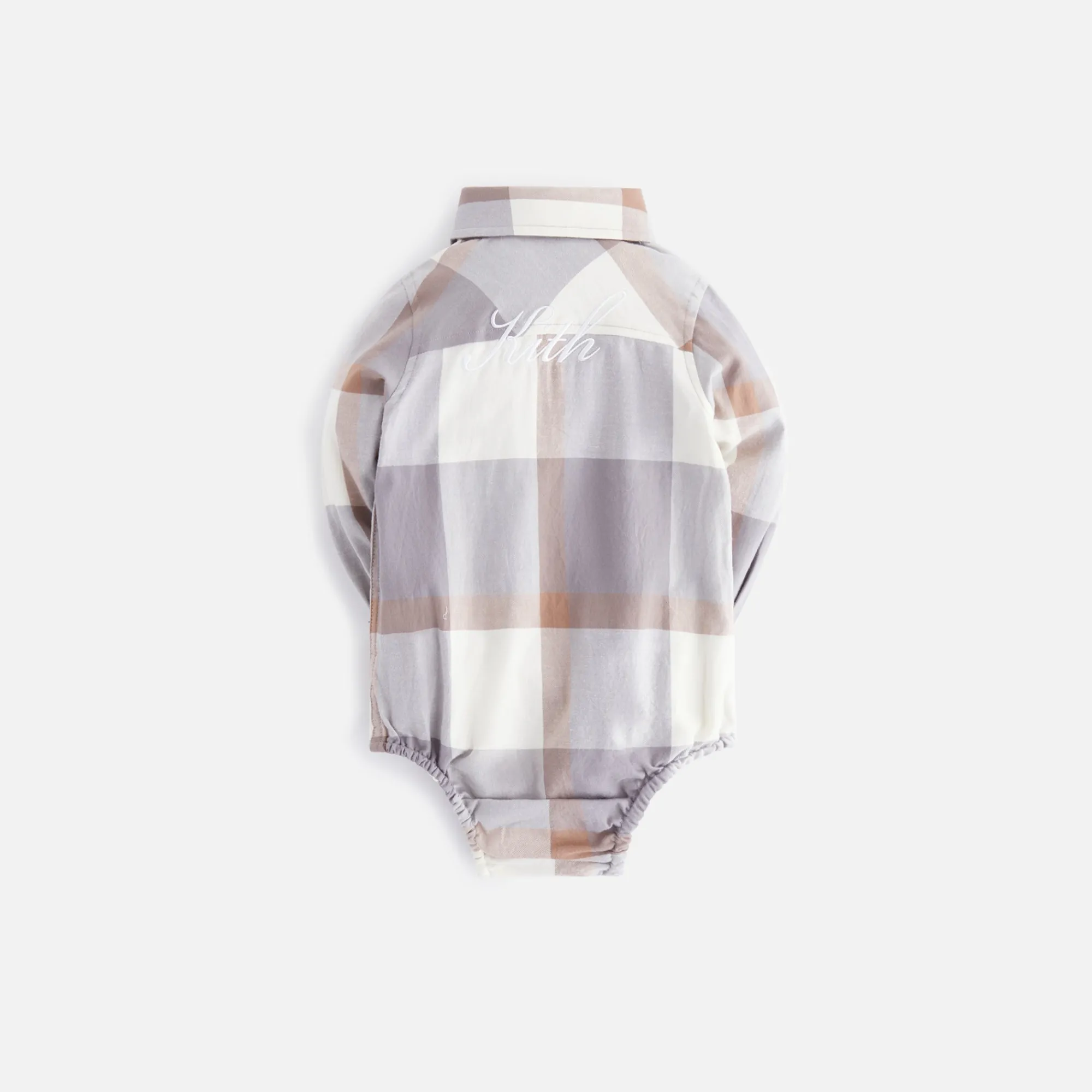 Flash Sale Kith Baby Kith Kids Baby Plaid Long Sleeves Shirt Onesie Ghost Grey