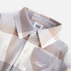 Flash Sale Kith Baby Kith Kids Baby Plaid Long Sleeves Shirt Onesie Ghost Grey