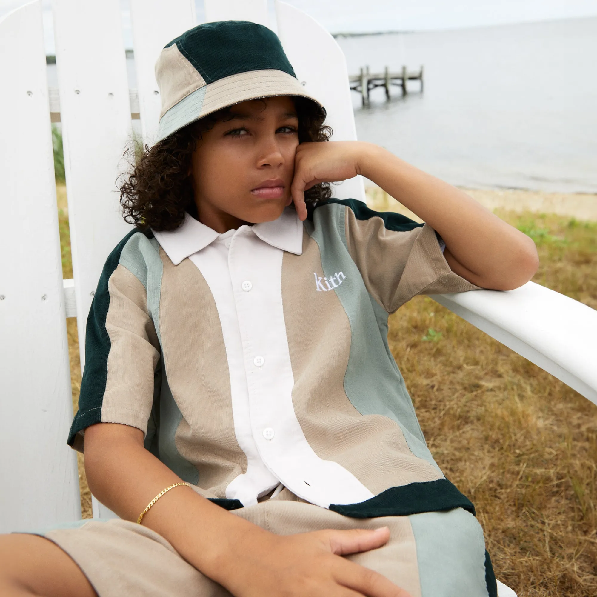 New Kith Kids Woodpoint Reversible Bucket Hat Court