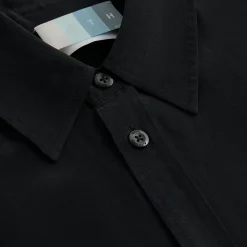 Sale Kith Linen L/S Boxy Collared Overshirt Black