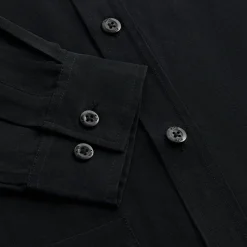 Sale Kith Linen L/S Boxy Collared Overshirt Black