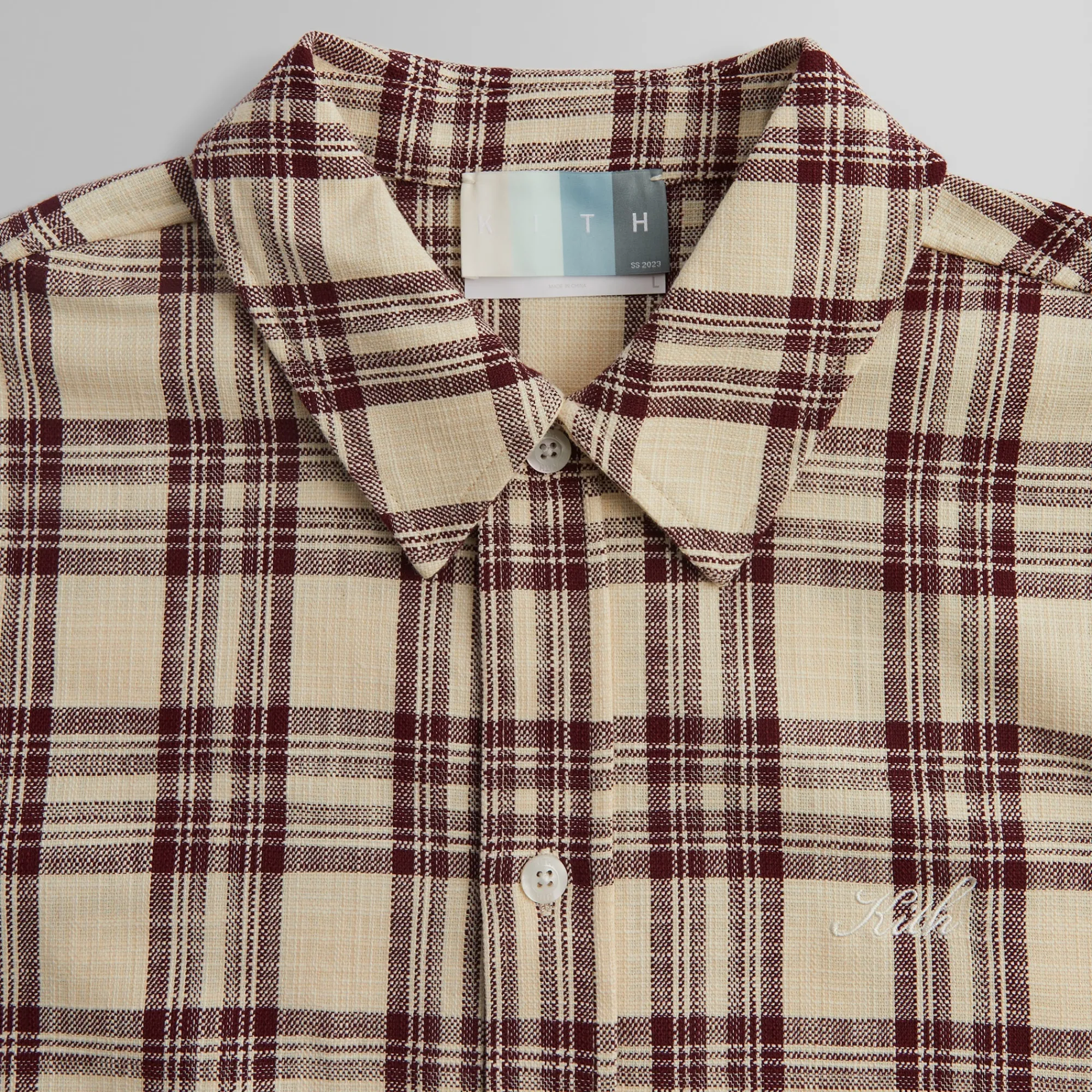 Cheap Kith L/S Boxy Collared Overshirt Magma