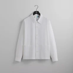 Flash Sale Kith L/S Poplin Boxy Collared Overshirt White