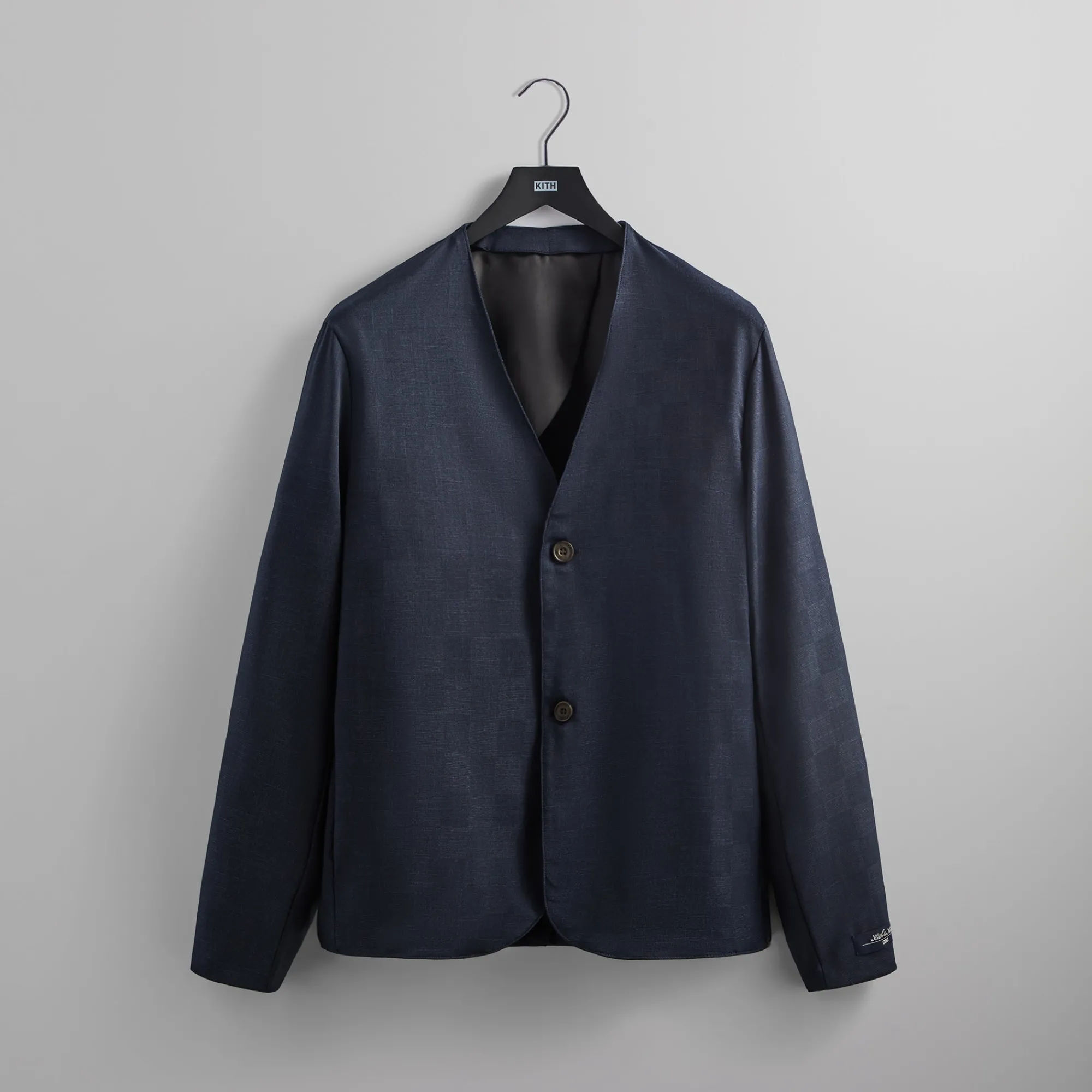 Best Kith Shadow Check Collarless Jacket Nocturnal