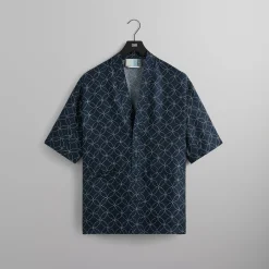 Shop Kith Silk Geometric Stitch Gi Shirt Nocturnal