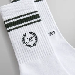 Sale Kith Striped Script Laurel Logo Sock White