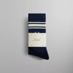 Best Kith Striped Script Laurel Logo Sock Nocturnal
