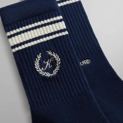 Best Kith Striped Script Laurel Logo Sock Nocturnal