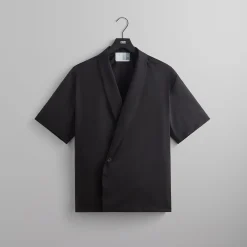 Cheap Kith Tropical Wool Thompson Crossover Shirt Black