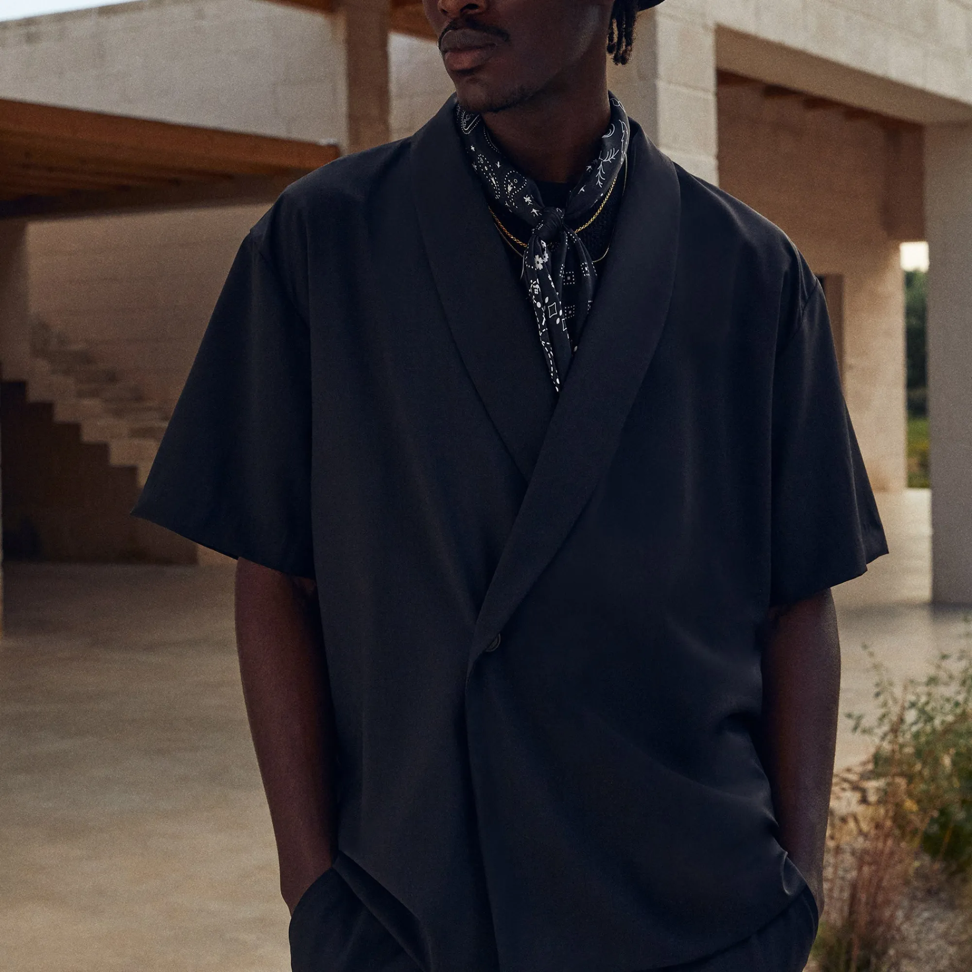 Cheap Kith Tropical Wool Thompson Crossover Shirt Black