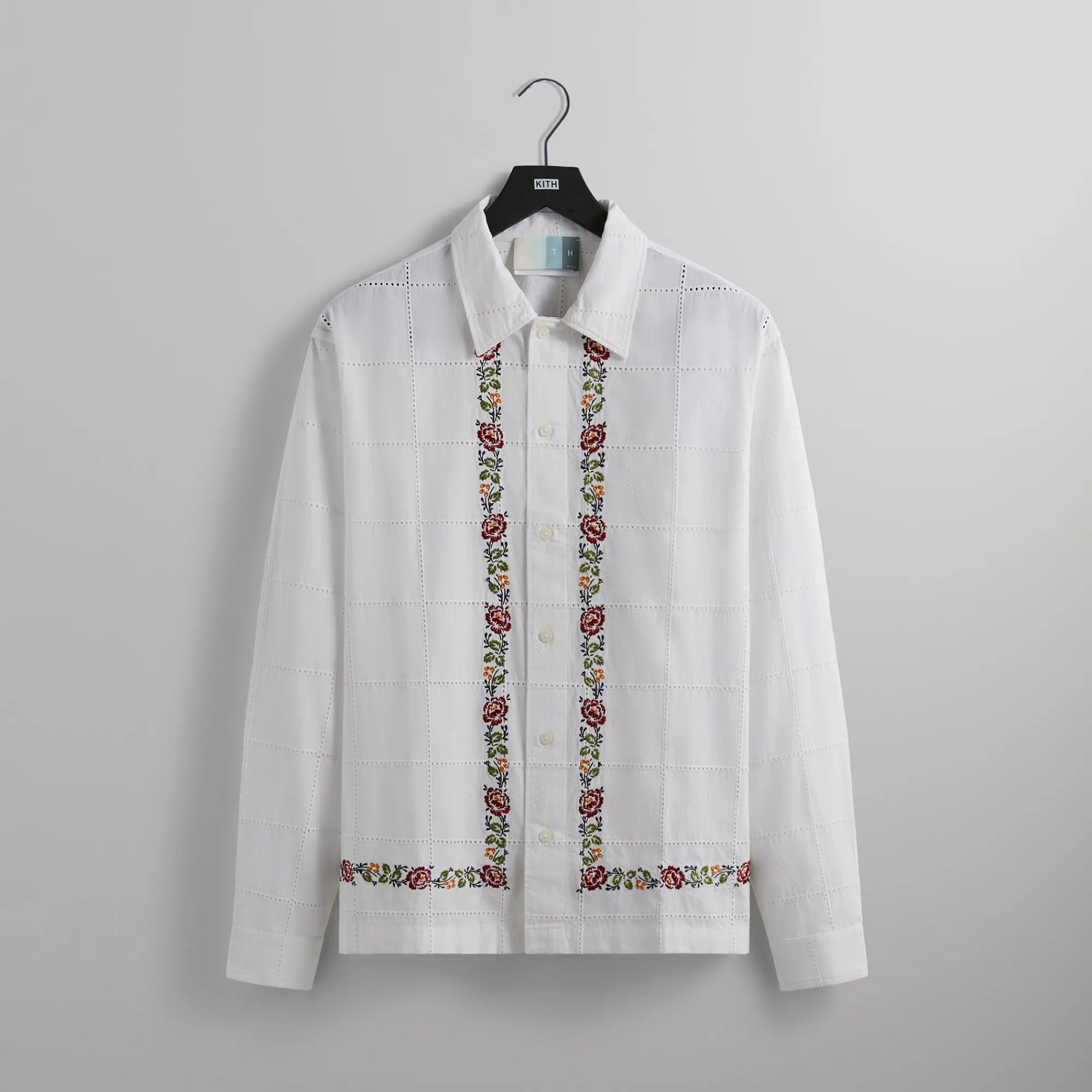 Fashion Kith Windowpane Eyelet Ainslie Buttondown White