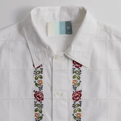 Fashion Kith Windowpane Eyelet Ainslie Buttondown White