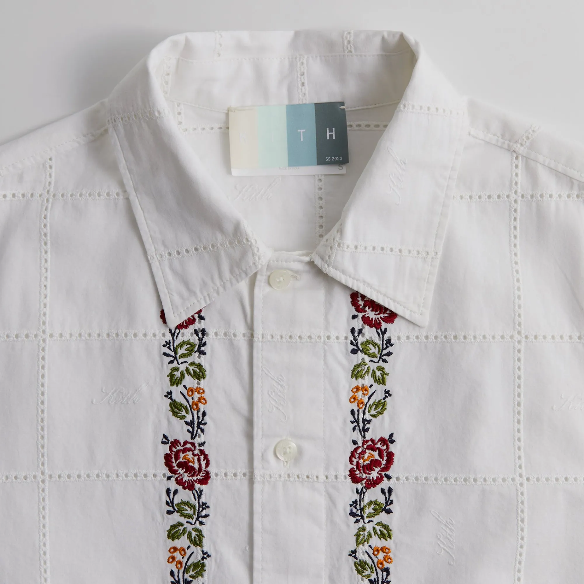 Fashion Kith Windowpane Eyelet Ainslie Buttondown White