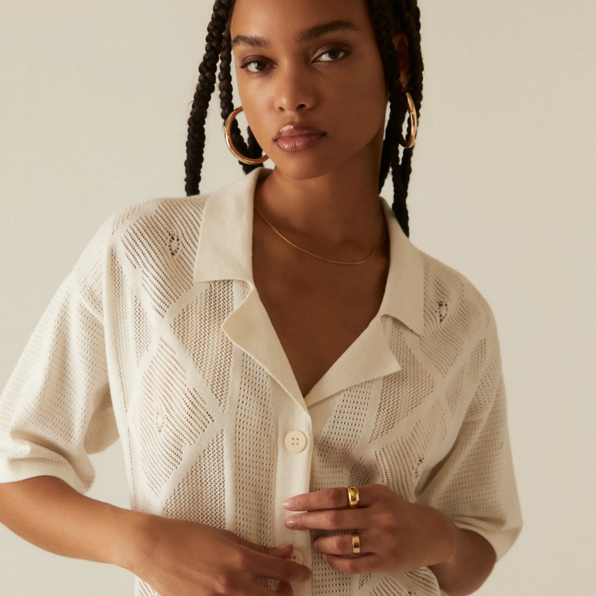 Shop Kith Women Elena Diamond Open Knit Shirt Nano