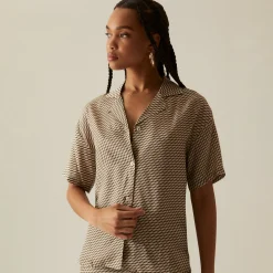Cheap Kith Women Elena Monogram Silk Camp Shirt Verdant