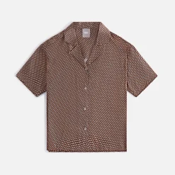 Hot Kith Women Elena Monogram Silk Camp Shirt Canvas