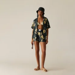 Cheap Kith Women Elena Palm Camp Shirt Serpentine