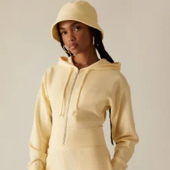 Hot Kith Women Fallon Waffle Hoodie Sunrise