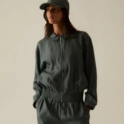Sale Kith Women Gesa Monogram Silk Coach Jacket Serpentine