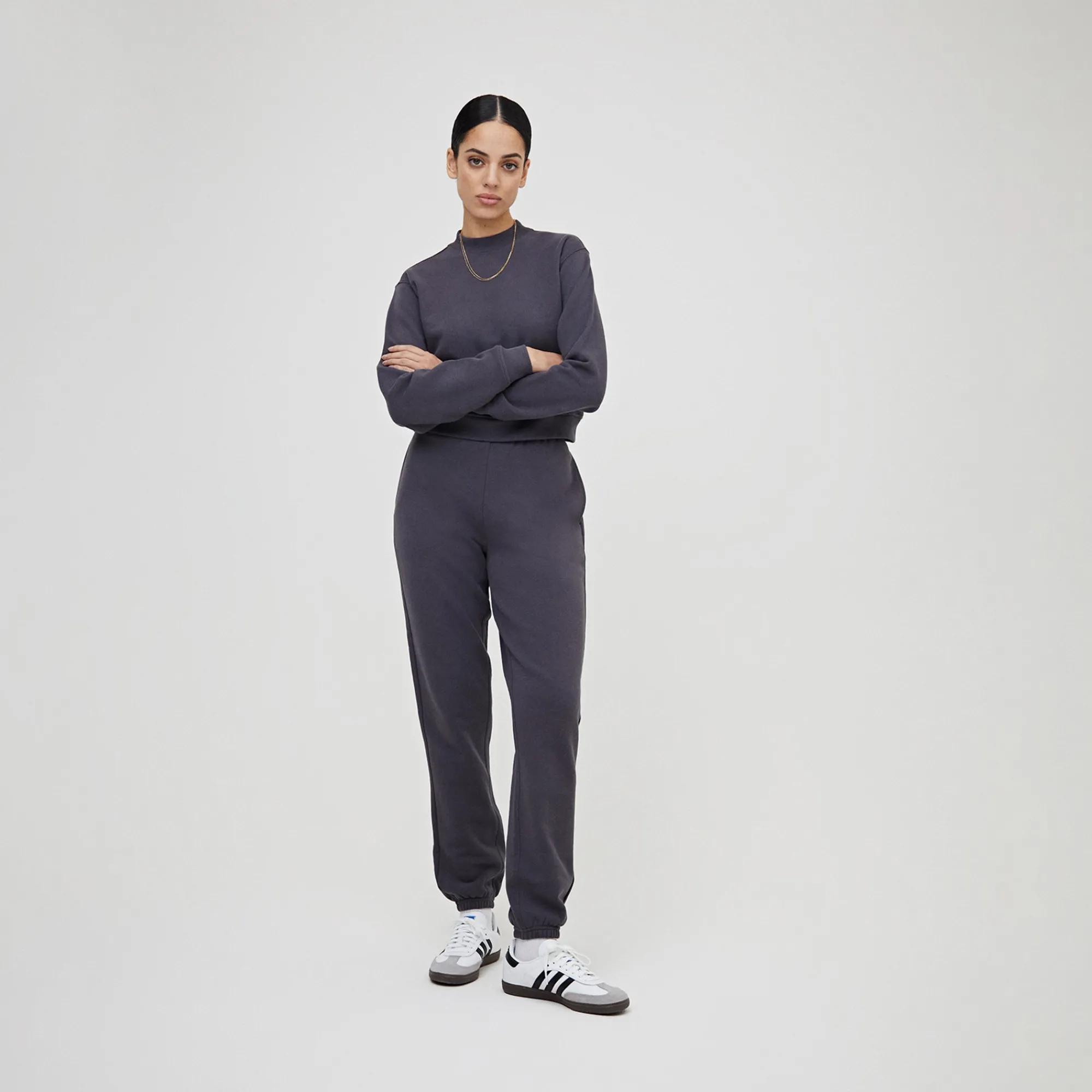 Store Kith Women Haylen Cropped French Terry Crewneck Battleship