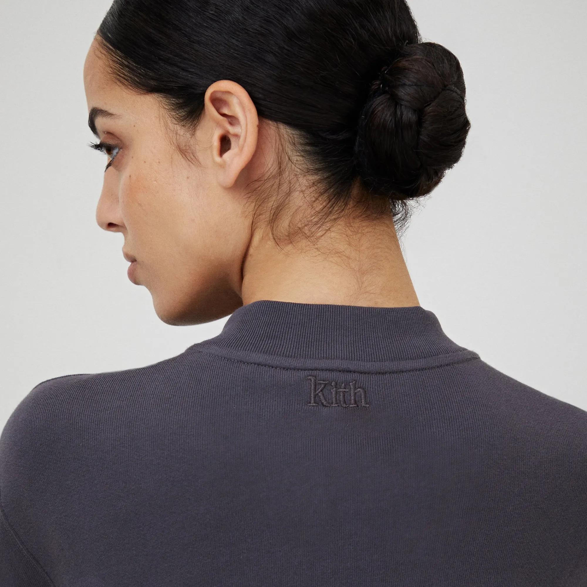 Store Kith Women Haylen Cropped French Terry Crewneck Battleship