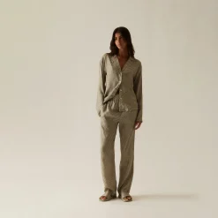 Flash Sale Kith Women Ida Monogram Silk Straight Leg Pant Verdant