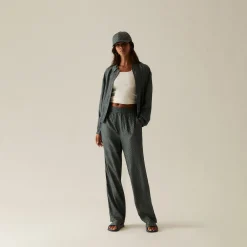 Clearance Kith Women Ida Monogram Silk Straight Leg Pant Serpentine